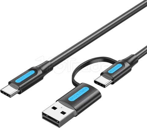 Photo de Adaptateur 2en1 USB-C Vention vers USB-A + USB-C 0.5m (Noir)