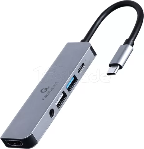 Photo de Adaptateur 5en1 USB-C CableXpert vers 2 x USB-A + HDMI + USB-C + Jack 3.5mm 12cm (Gris)