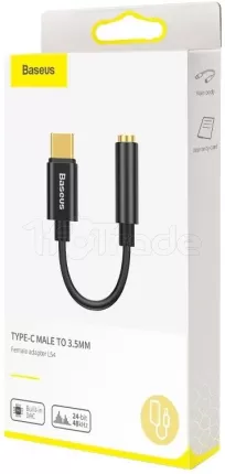 Photo de Adaptateur Baseus L54 USB Type C vers Jack 3,5mm M/F (Noir)