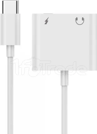 Photo de Adaptateur CableXpert USB-C vers Jack 3,5mm + USB-C M/F (Blanc)