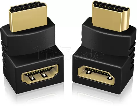 Photo de Adaptateur HDMI mâle (Type A) Icy Box vers HDMI femelle (Type A) Coudé à 90° (Noir)