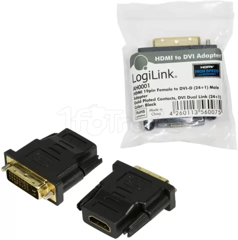 Photo de Adaptateur LogiLink HDMI femelle (Type A) 1.2 vers DVI-D mâle (Noir)
