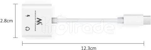 Photo de Adaptateur Maclean USB Type C vers Jack 3,5mm M/F et USB Type C 30W (Blanc)