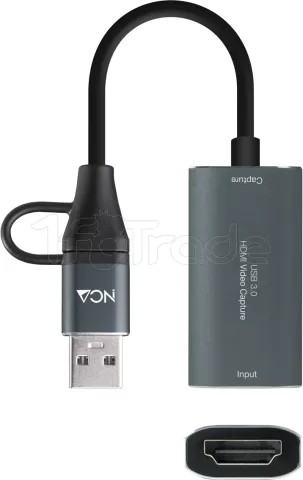 Photo de Adaptateur Nanocable USB-C/USB-A mâle vers HDMI femelle (Gris)