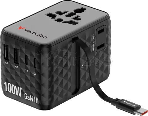Photo de Adaptateur universel de voyage Verbatim Charge'n'Travel 100W (Noir)