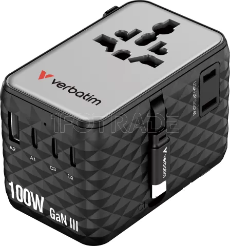 Photo de Adaptateur universel de voyage Verbatim Charge'n'Travel 100W (Noir)