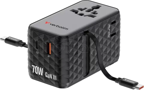 Photo de Adaptateur universel de voyage Verbatim Charge'n'Travel 70W (Noir)