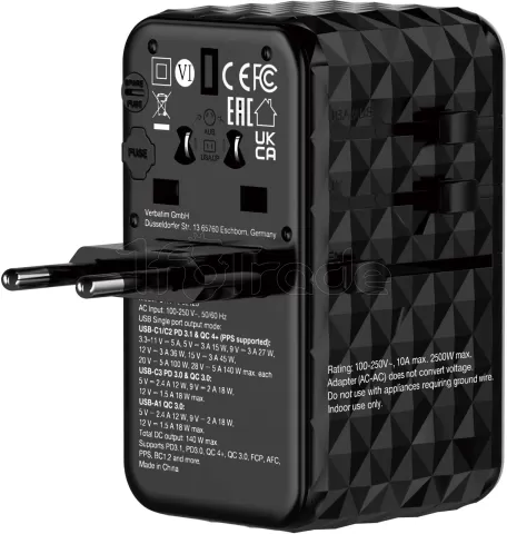 Photo de Adaptateur universel de voyage Verbatim UTA-10 140W (Noir)