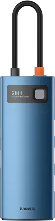 Photo de Adaptateur USB 3.0 Type C Baseus Metal Gleam 6en1 (Bleu)