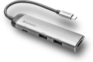 Photo de Adaptateur USB 3.0 Type C Verbatim vers HDMI, USB Type C et A (Argent)