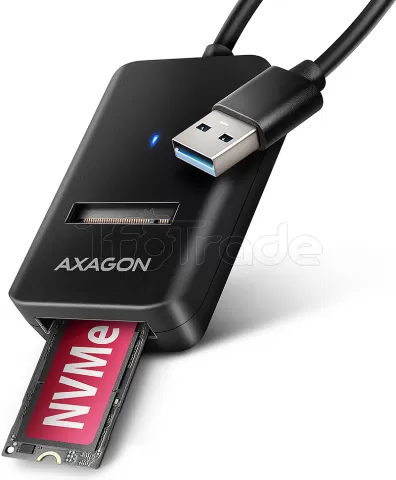 Photo de Adaptateur USB 3.2 Axagon ADM2-AM vers M.2 S-ATA/NVMe auto-alimenté