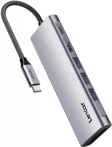 Photo de Adaptateur USB 3.2 Type C Lexar H31 vers HDMI, USB Type A/C, carte SD&Micro SD (Argent)