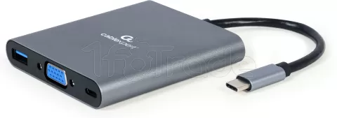 Photo de Adaptateur USB-C 3.0 CableXpert vers USB-A/C + VGA + HDMI+ carte SDµSD + Jack 3,5mm (Gris)