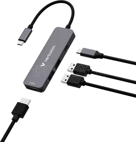Photo de Adaptateur USB-C 3.0 Verbatim Essentials - 4 ports (Gris)