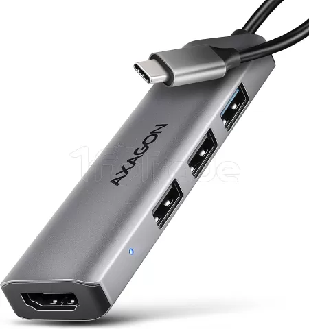 Photo de Adaptateur USB-C 3.2 Axagon HMC-H3A vers HDMI, 3x USB-A (Gris)