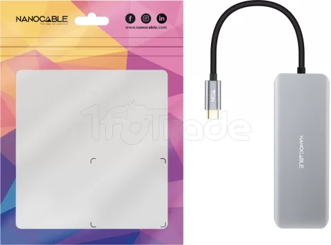 Photo de Adaptateur USB-C 3.2 Nanocable vers HDMI, USB Type A/C (Gris)