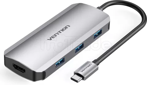 Photo de Adaptateur USB-C Vention vers 1xHDMI + 3x USB-A + 2x USB-C 0.15m (Gris)