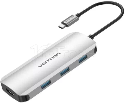 Photo de Adaptateur USB-C Vention vers 3x USB-A + 1x HDMI+ 1x USB-C 100W 0.15m (Gris)
