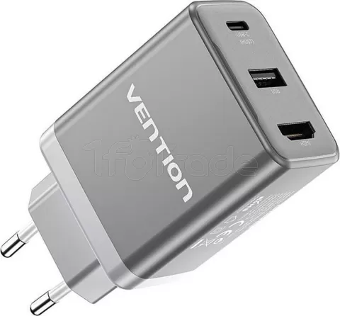 Photo de Adaptateur USB-C Vention vers USB-A + HDMI avec chargeur 65W (Gris)