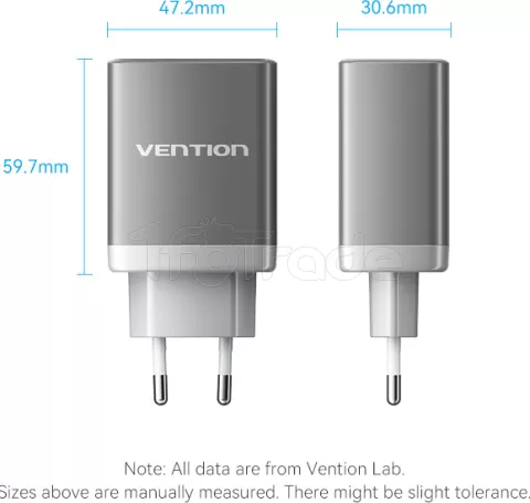 Photo de Adaptateur USB-C Vention vers USB-A + HDMI avec chargeur 65W (Gris)