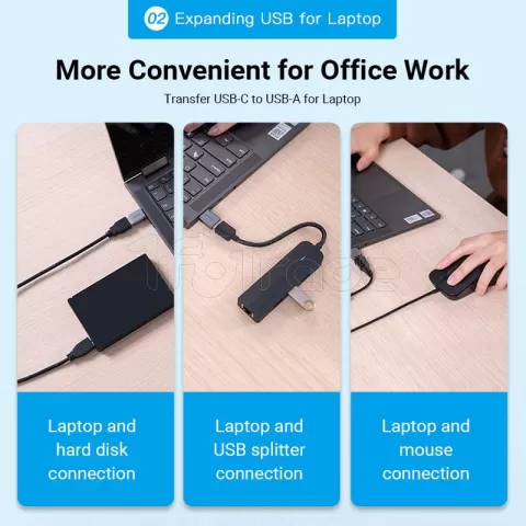 Photo de Adaptateur Vention OTG USB-C/A 3.0 (Gris)