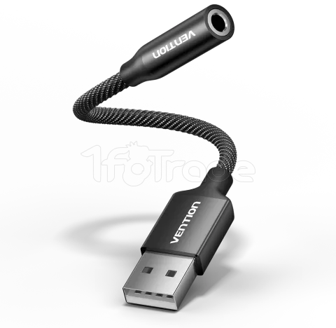 Photo de Adaptateur Vention USB-A mâle vers Jack 3.5mm femelle 0.25m (Noir)
