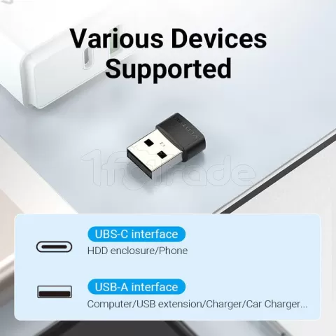 Photo de Adaptateur Vention USB-A vers USB-C (Noir)