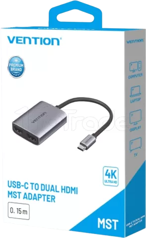 Photo de Adaptateur Vention USB-C mâle vers 2 x HDMI femelle 0.15m (Gris)