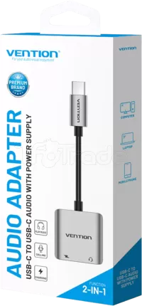 Photo de Adaptateur Vention USB-C vers USB-C Audio 0.1m (Gris)