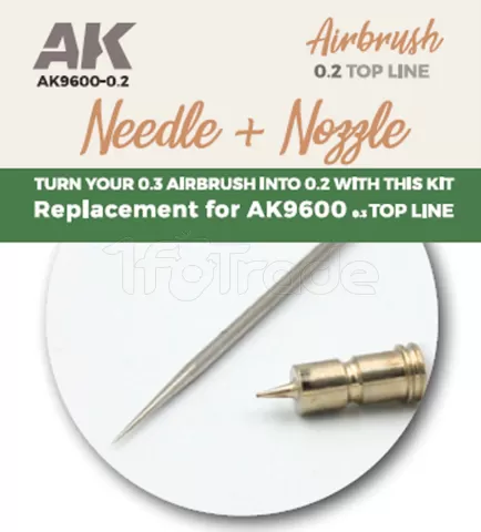 Photo de Ak Interactive - Kit Aiguille + Buse 0.2 pour Aerographe Ak Top Line