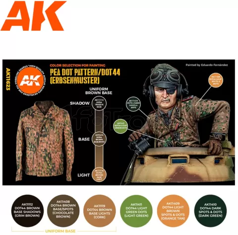 Photo de Ak Interactive Set de Peinture - Waffen Ss 44 Dot Uniform Colors 3G