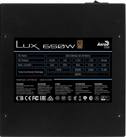 Photo de Alimentation ATX AeroCool Lux - 650W (Noir)