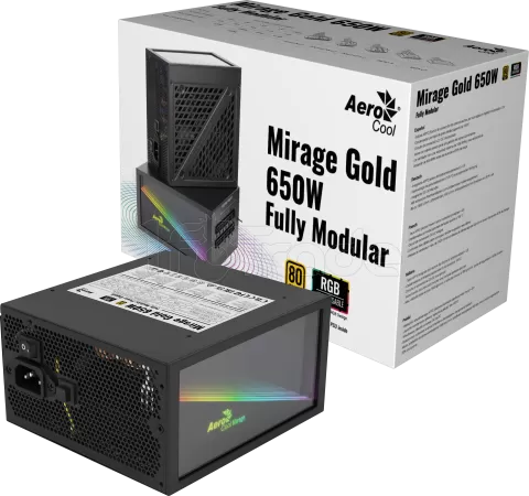 Photo de Alimentation ATX AeroCool Mirage Gold M RGB - 650W (Noir)