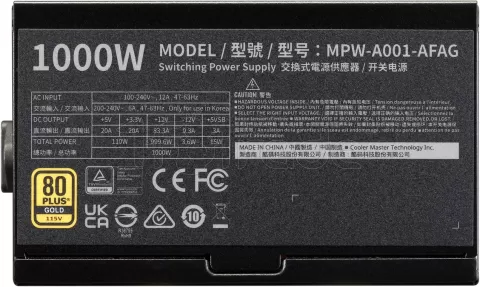 Photo de Alimentation ATX Cooler Master Elite Gold - 1000W (Noir)