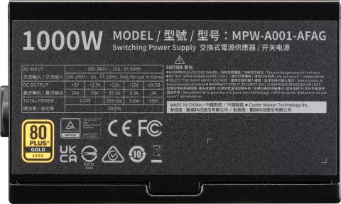 Photo de Alimentation ATX Cooler Master Elite Gold - 1000W (Noir)