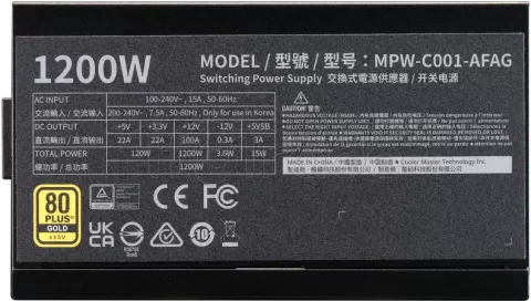 Photo de Alimentation ATX Cooler Master Elite Gold - 1200W (Noir)