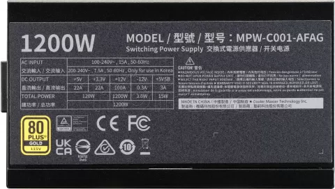 Photo de Alimentation ATX Cooler Master Elite Gold - 1200W (Noir)