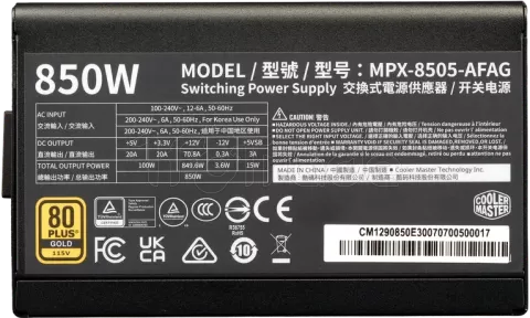 Photo de Alimentation ATX Cooler Master Elite Gold - 850W (Noir)