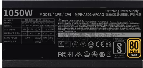 Photo de Alimentation ATX Cooler Master MWE Gold V2 ATX 3.1 - 1050W (Noir)