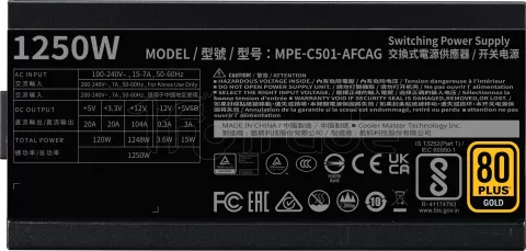 Photo de Alimentation ATX Cooler Master MWE Gold V2 ATX 3.1 - 1250W (Noir)