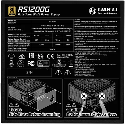 Photo de Alimentation ATX Lian Li Rotational Shift - 1200W (Noir) avec hub