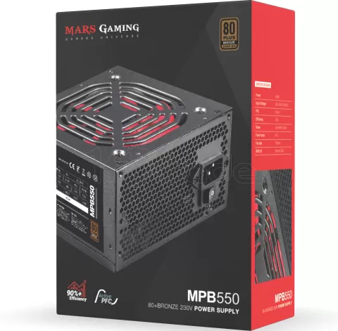 Photo de Alimentation ATX Mars Gaming MPB - 550W (Noir/Rouge)