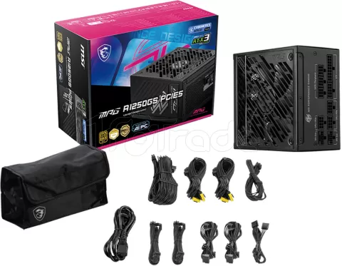 Photo de Alimentation ATX MSI MPG A1250GS PCIe5 - 1250W (Noir)