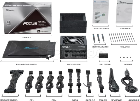Photo de Alimentation ATX Seasonic Focus PX ATX 3.0 - 750W (Noir)