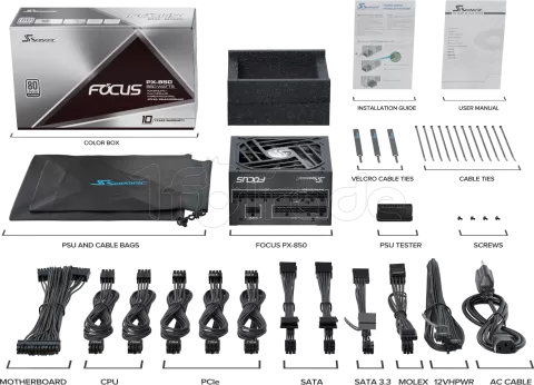 Photo de Alimentation ATX Seasonic Focus PX ATX 3.0 - 850W (Noir)