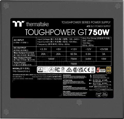 Photo de Alimentation ATX Thermaltake Toughpower GT - 750W (Noir)