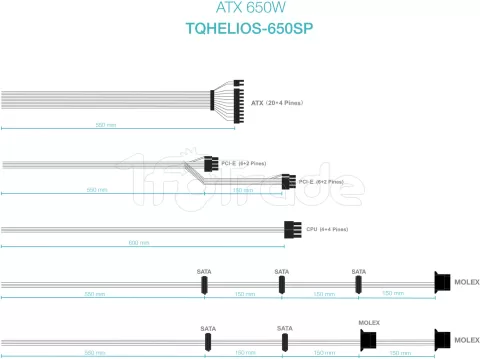 Photo de Alimentation ATX TooQ HELIOS 650W (Noir)