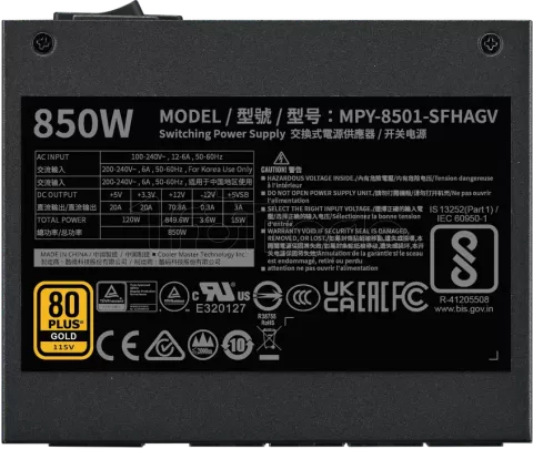 Photo de Alimentation V SFX Cooler Master  - 850W (Noir)