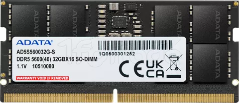 Photo de Barette mémoire 16Go SODIMM DDR5 Adata Premier 5600Mhz (Noir)