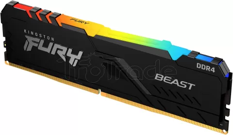 Photo de Barrette mémoire 16Go DIMM DDR4 Kingston Fury Beast RGB 3200Mhz (Noir)